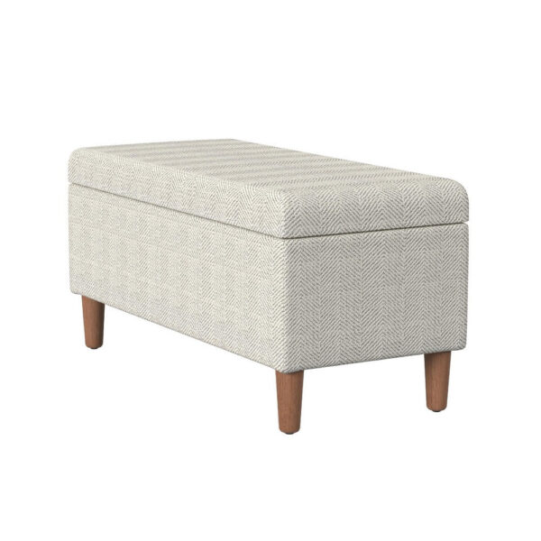 Zia Accent Storage Bench, Cream Chevron Woven Fabric, Brown, 36 Inch