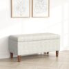 Zia Accent Storage Bench, Cream Chevron Woven Fabric, Brown, 36 Inch