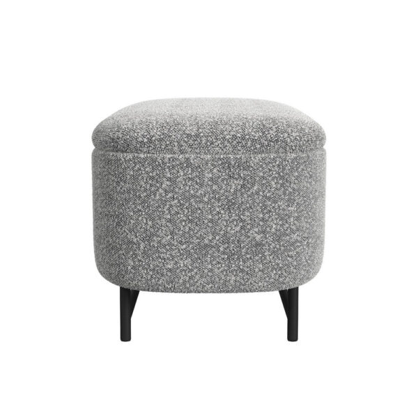Pat Storage Bench Ottoman, Gray Yarn Cream Boucle, Black Metal 46 Inch
