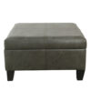 Leo Square Storage Ottoman with Plush Gray Faux Leather, 28 Inch