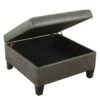 Leo Square Storage Ottoman with Plush Gray Faux Leather, 28 Inch