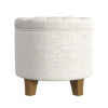Wes Round Storage Ottoman, Cream Woven Fabric, Hardwood, 19 Inch