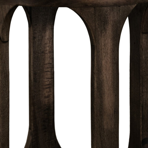 Eray Chairside Table with Shelf, Round Open Frame, Black Teak, 18 Inch