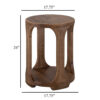 Eray Chairside Table, Shelf, Almond Barrel Brown Mango Wood, 18 Inch