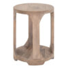 Eray 18 In Round Side Table w Shelf, Light Brown Teak, Mango Wood