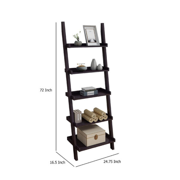 1502202669924d6abc5ac.jpeg Accent Ladder Bookcase with 5 Shelves, 72 Inch, Red Cocoa Brown