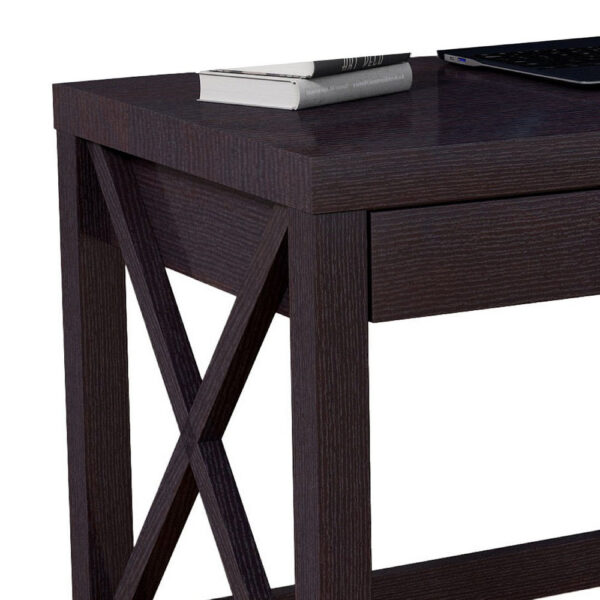 Home Office Writing Desk, 2 Drawers, 47 Inch Farmhouse Red Cocoa Brown