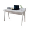 Writing Desk, Wrap Around Tabletop, 50 Inch, Modern White Finish