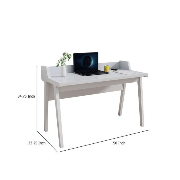 Writing Desk, Wrap Around Tabletop, 50 Inch, Modern White Finish