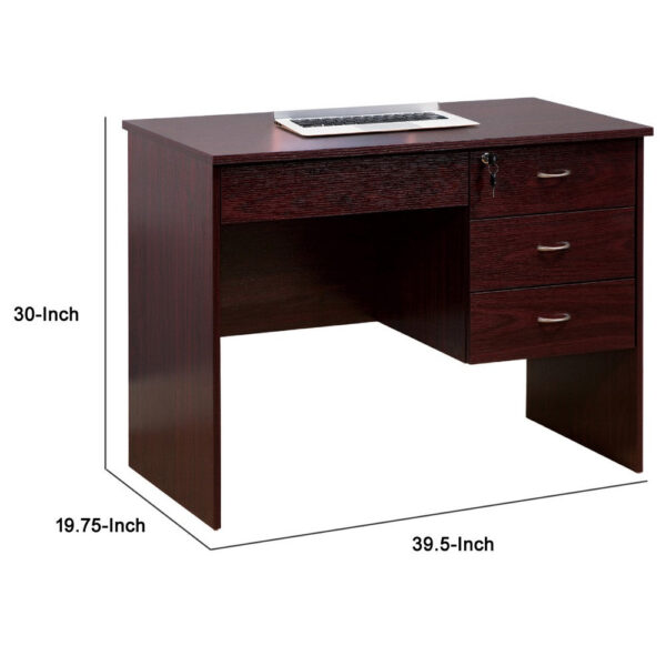 Sial Laptop Desk, 4 Drawers, 40 Inch, Mahogany Brown Composite Board