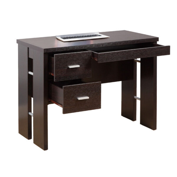 Laptop Desk, 3 Storage Drawers, 39 Inch, Red Cocoa Brown Wood
