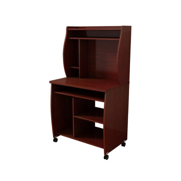 1502202669924e9977436.jpeg Niro Utility Desk Cart with Hutch, 7 Shelves, 53 Inch Mahogany Brown