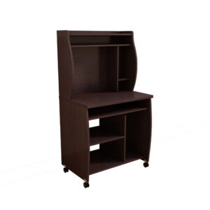 Niro Utility Desk Cart with Hutch, 7 Shelves, 53 Inch Red Cocoa Brown