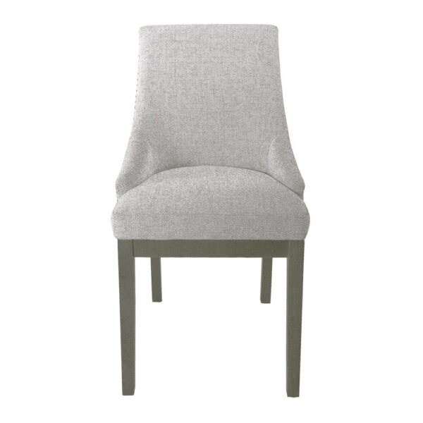 Side Dining Chair with Barrel Curved Back, Neutral Gray Textured Woven