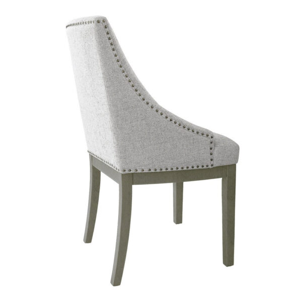 Side Dining Chair with Barrel Curved Back, Neutral Gray Textured Woven