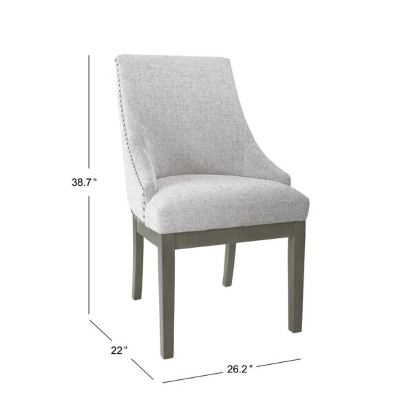 Side Dining Chair with Barrel Curved Back, Neutral Gray Textured Woven