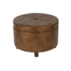 1502202669924f12194dd.jpeg Soni Round Storage Ottoman, 24 Inch Brown Faux Leather, Wood Legs