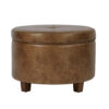 1502202669924f13c6411.jpeg Soni Round Storage Ottoman, 24 Inch Brown Faux Leather, Wood Legs