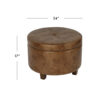 1502202669924f187767e.jpeg Soni Round Storage Ottoman, 24 Inch Brown Faux Leather, Wood Legs