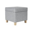 Pyp Square Storage Ottoman, 18 Inch Gray Print Fabric, Brown Wood