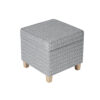 Pyp Square Storage Ottoman, 18 Inch Gray Print Fabric, Brown Wood