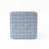 Pyp Square Storage Ottoman, 18 Inch Indigo Blue Print, Walnut Brown