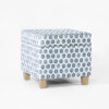 Pyp Square Storage Ottoman, 18 Inch Blue Green Pattern Print, Brown