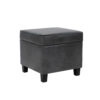 1502202669924f8601b63.jpeg Pyp Square Storage Ottoman, 18 Inch Dark Gray Faux Leather, Black Wood