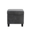 1502202669924f87744f6.jpeg Pyp Square Storage Ottoman, 18 Inch Dark Gray Faux Leather, Black Wood