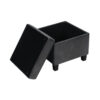 1502202669924f8ac0d36.jpeg Pyp Square Storage Ottoman, 18 Inch Dark Gray Faux Leather, Black Wood
