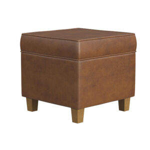 Pyp Square Storage Ottoman, 18 Inch Rich Dark Brown Faux Leather