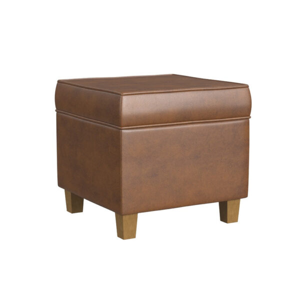 1502202669924f9296e5b.jpeg Pyp Square Storage Ottoman, 18 Inch Rich Dark Brown Faux Leather