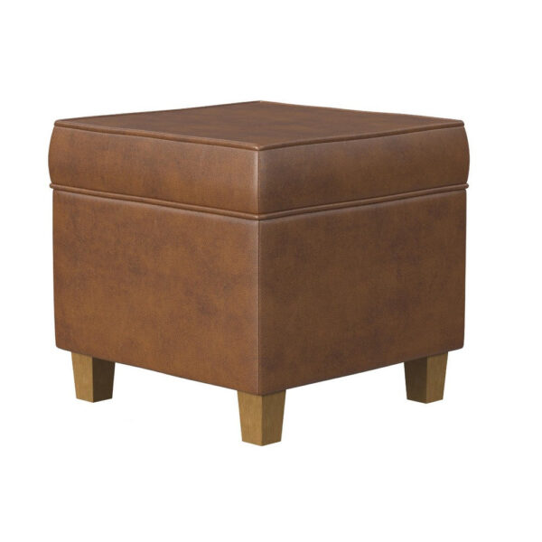 1502202669924f944b5a0.jpeg Pyp Square Storage Ottoman, 18 Inch Rich Dark Brown Faux Leather
