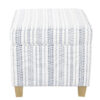 Pyp Square Storage Ottoman, 18 Inch Blue White Striped, Brown Legs