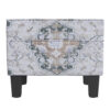 Ishi Accent Storage Ottoman, 22 Inch White Blue Print, Black Wood Legs
