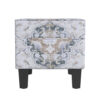 Ishi Accent Storage Ottoman, 22 Inch White Blue Print, Black Wood Legs