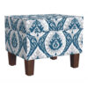 Ishi Accent Storage Ottoman, 22 Inch Blue White Ikat Paisley Pattern