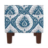 Ishi Accent Storage Ottoman, 22 Inch Blue White Ikat Paisley Pattern