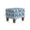 Ishi Accent Storage Ottoman, 22 Inch Blue White Ikat Paisley Pattern