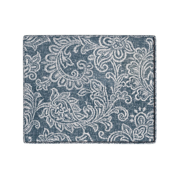 Ishi Accent Storage Ottoman, 22 Inch Classic Denim Blue White Print