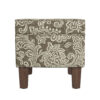 Ishi Accent Storage Ottoman, 22 Inch Brown White Classic Floral Print