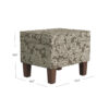 Ishi Accent Storage Ottoman, 22 Inch Brown White Classic Floral Print