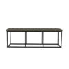 Ali Ottoman Bench, Open Metal Frame, Gray Tufted Faux Leather 52 Inch