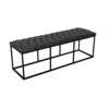 Ali Ottoman Bench, Open Metal Frame, Gray Tufted Faux Leather 52 Inch