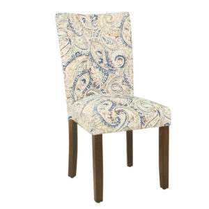 Jax Parsons Dining Chair Set of 2, Cream Blue Velvet Paisley Print