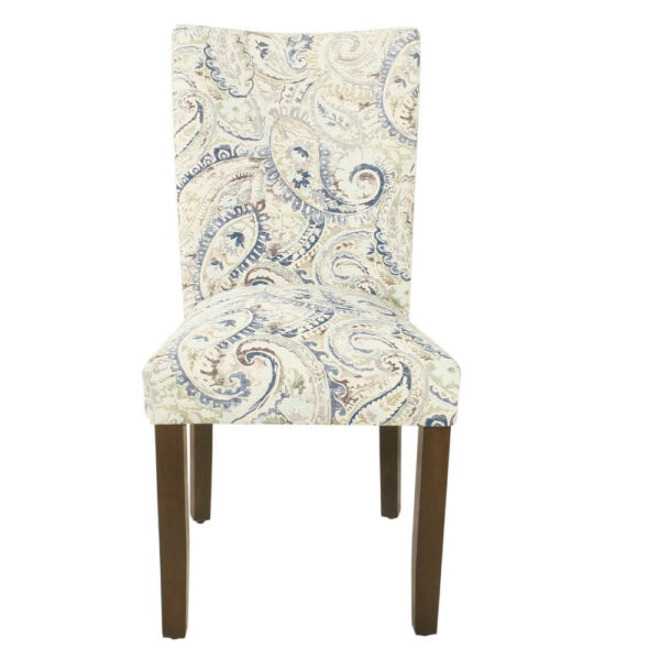 Jax Parsons Dining Chair Set of 2, Cream Blue Velvet Paisley Print