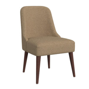 1502202669925101f1165.jpeg Guy Dining Chair with Dark Amber Tapered Legs, Brown Boucle Fabric