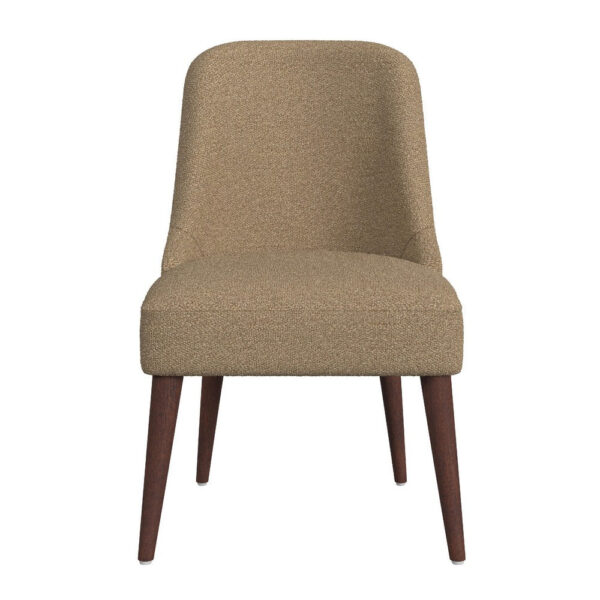 Guy Dining Chair with Dark Amber Tapered Legs, Brown Boucle Fabric