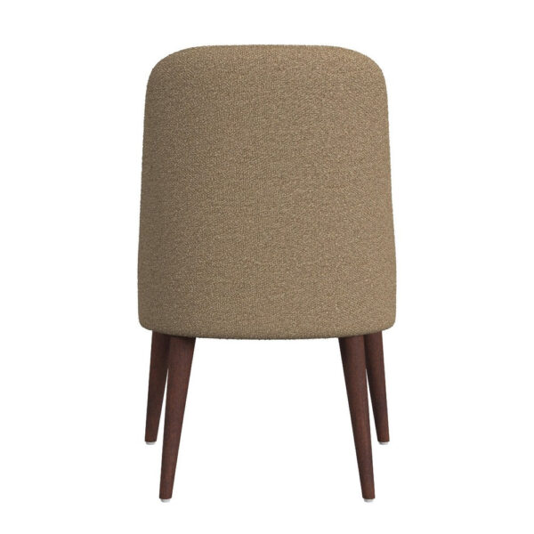Guy Dining Chair with Dark Amber Tapered Legs, Brown Boucle Fabric