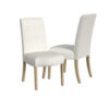 Jay Dining Chair Set of 2, Scalloped Details, Cream White Woven Fabric